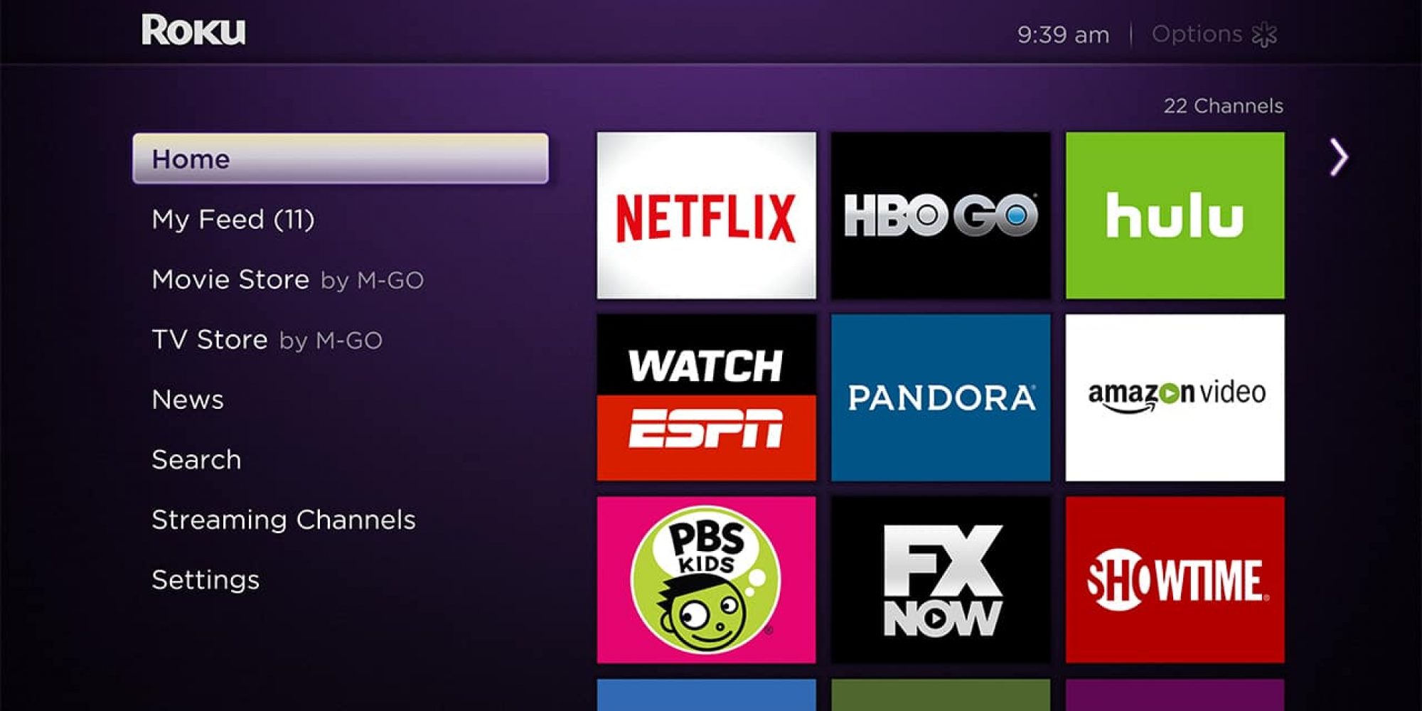 RoKu Home Screen